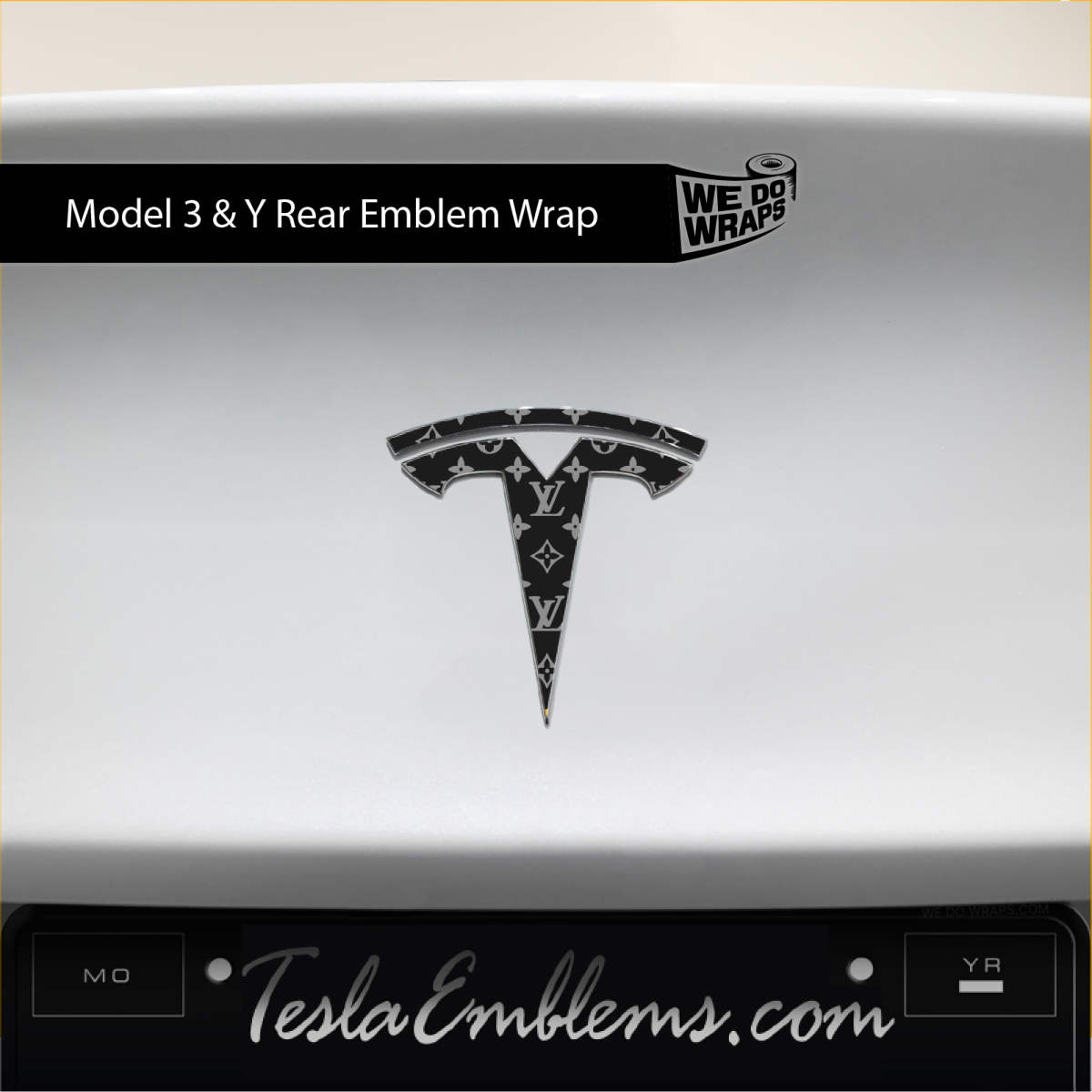 Designer LV Tesla Pattern Tesla Emblem Decals (Front + Back) - Tesla Emblems