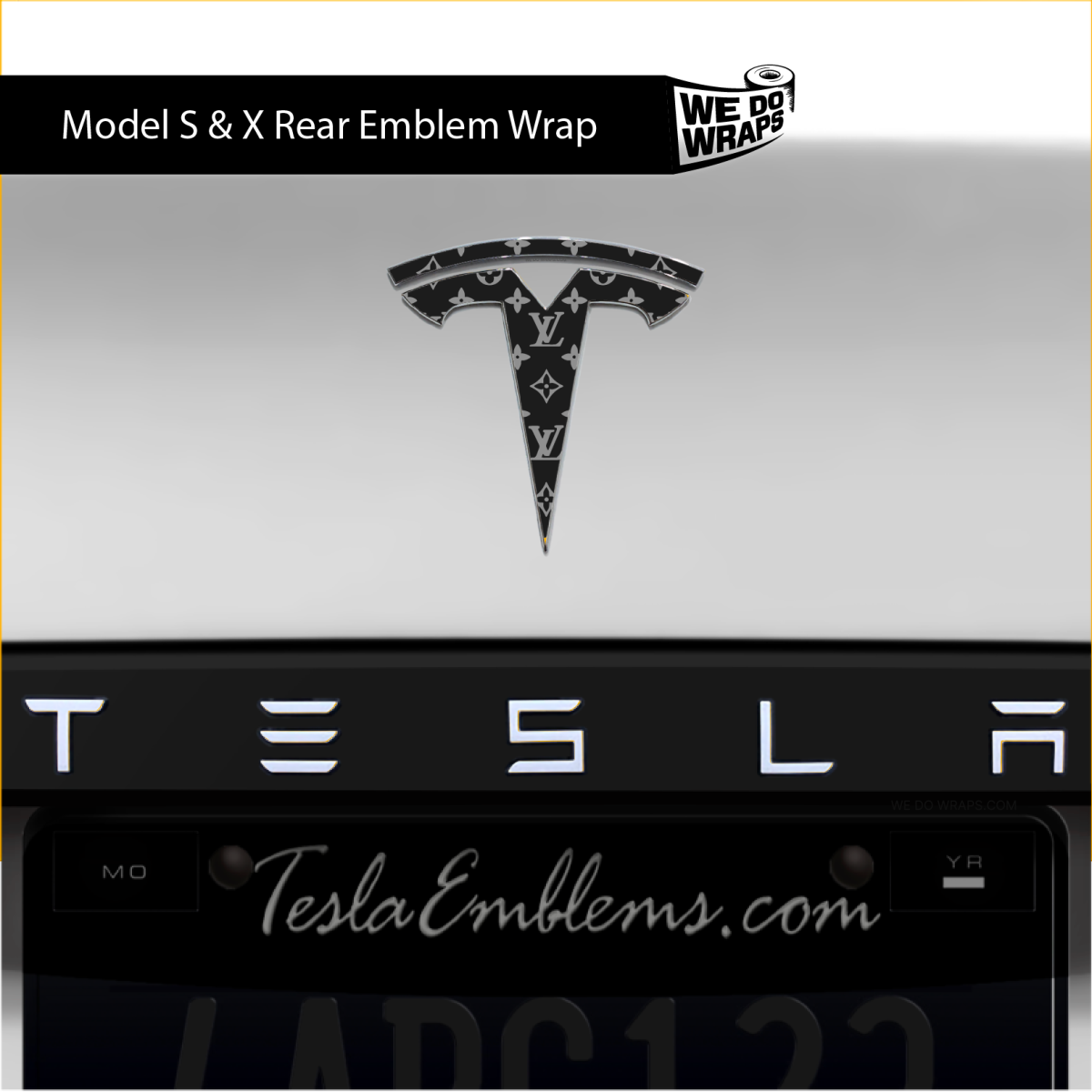 Designer LV Tesla Pattern Tesla Emblem Decals (Front + Back) | Model S ...