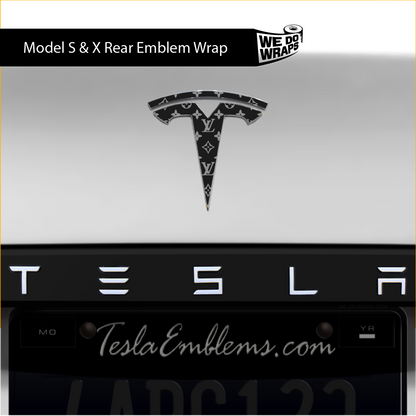 Designer LV Tesla Pattern Tesla Emblem Decals (Front + Back) - Tesla Emblems