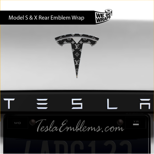 Designer LV Tesla Pattern Tesla Emblem Decals (Front + Back) - Tesla Emblems
