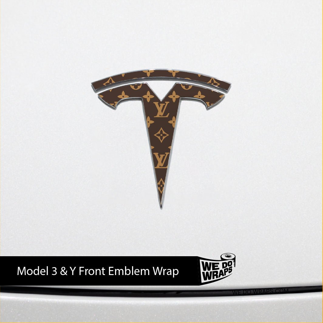 Designer LV Tesla Pattern Tesla Emblem Decals (Front + Back) - Tesla Emblems