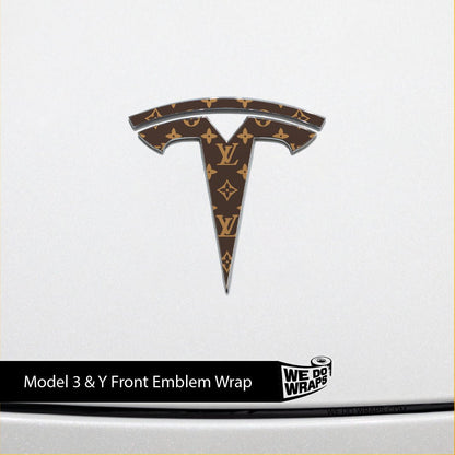 Designer LV Tesla Pattern Tesla Emblem Decals (Front + Back) - Tesla Emblems