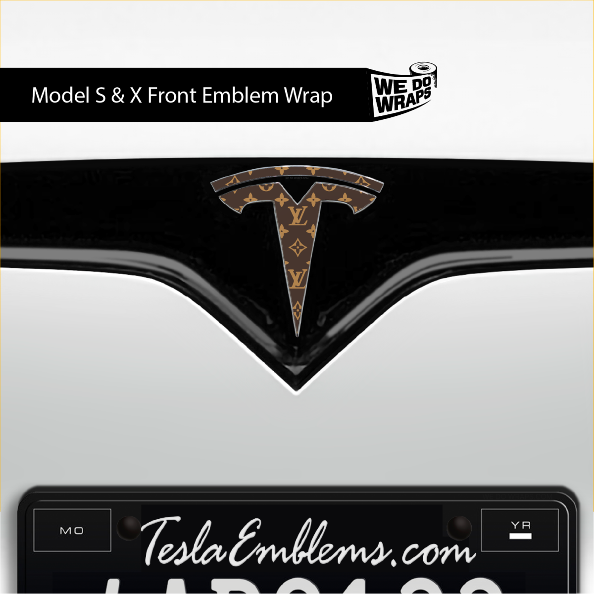 Designer LV Tesla Pattern Tesla Emblem Decals (Front + Back) - Tesla Emblems