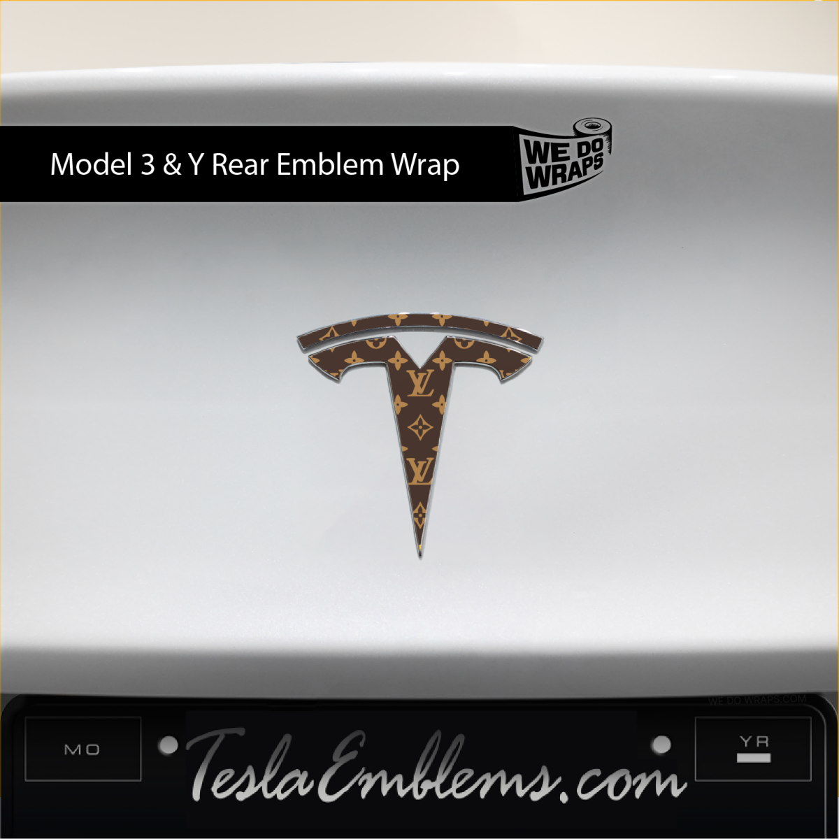 Designer LV Tesla Pattern Tesla Emblem Decals (Front + Back) - Tesla Emblems