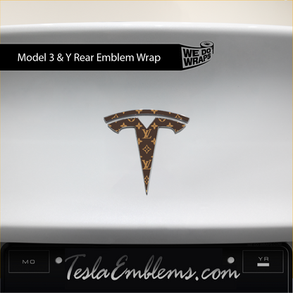 Designer LV Tesla Pattern Tesla Emblem Decals (Front + Back) - Tesla Emblems