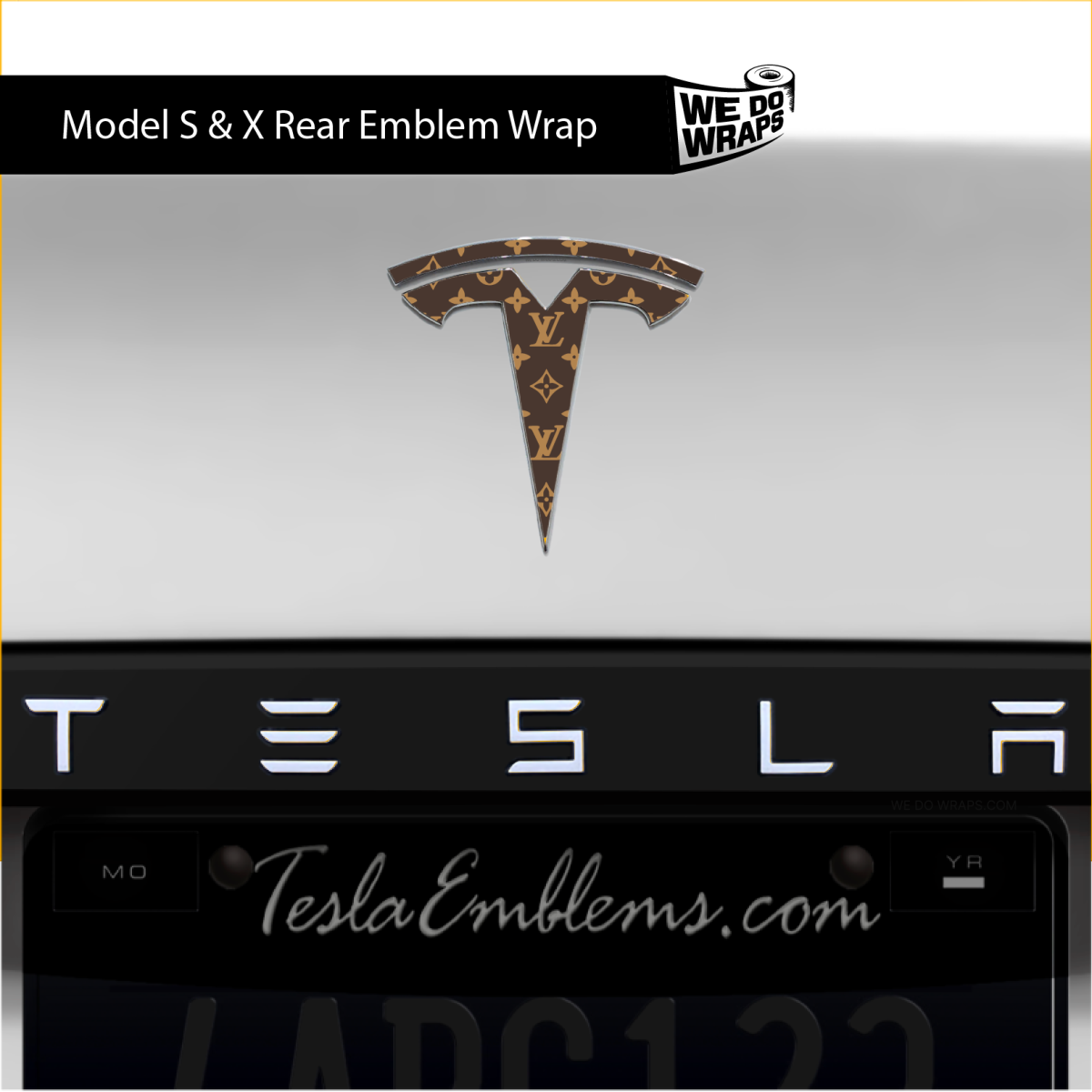 Designer LV Tesla Pattern Tesla Emblem Decals (Front + Back) - Tesla Emblems