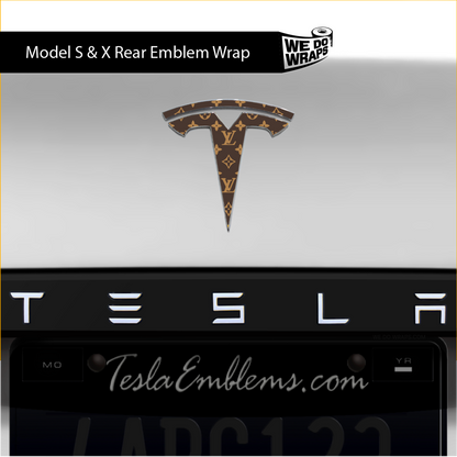 Designer LV Tesla Pattern Tesla Emblem Decals (Front + Back) - Tesla Emblems