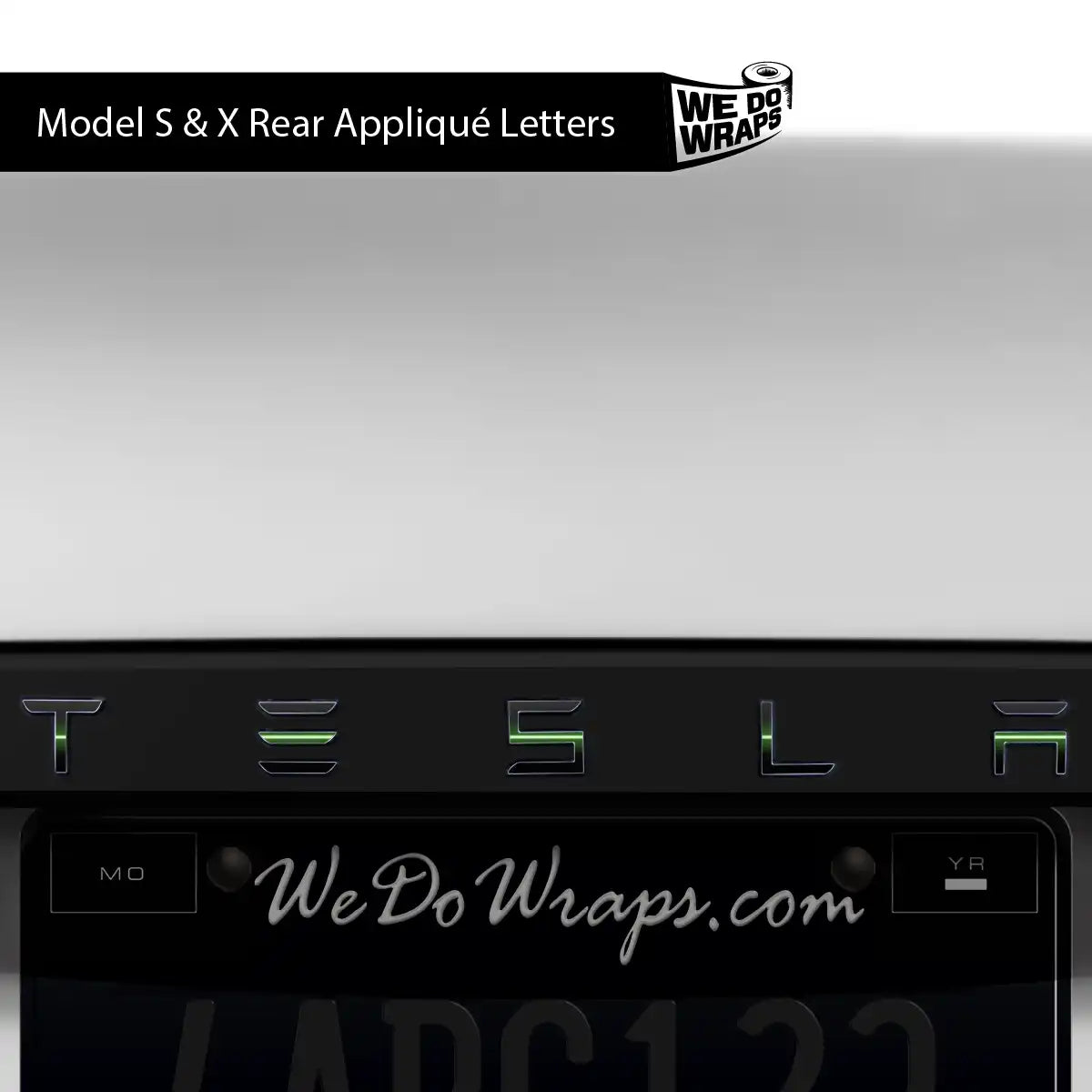 Green Laser Sword Tesla Emblem Decals (Front + Back) | Model S - Tesla Emblems