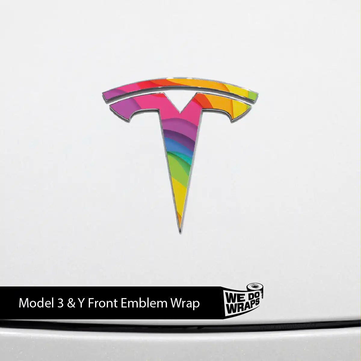 Layered Rainbow Tesla Emblem Decals (Front + Back) | Model Y - Tesla Emblems
