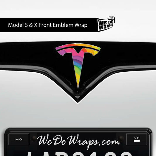 Layered Rainbow Tesla Emblem Decals (Front + Back) | Model X - Tesla Emblems