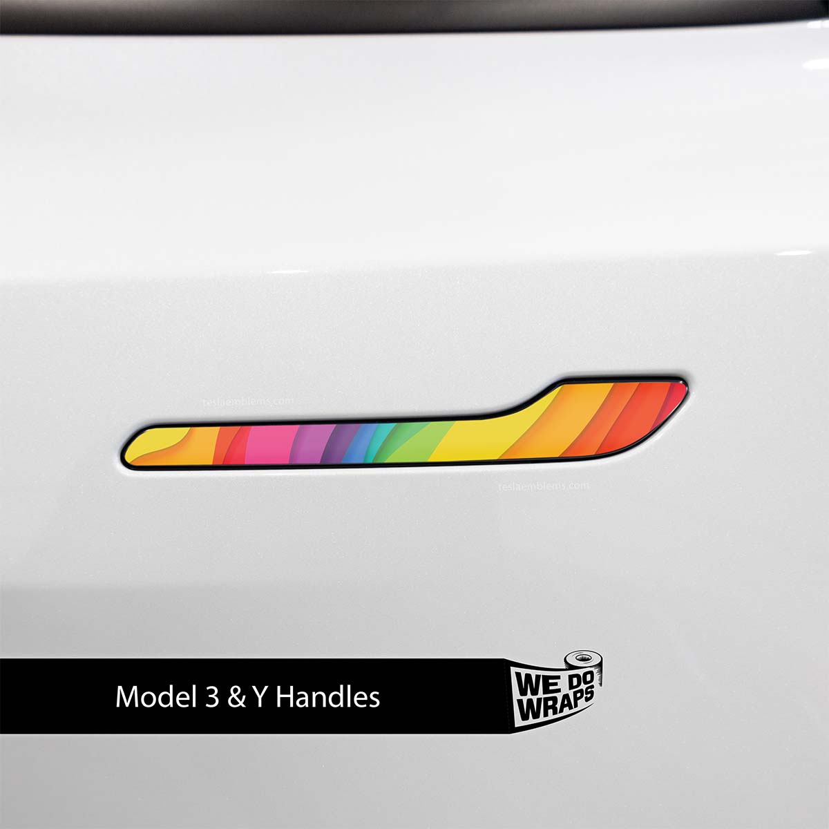 Layered Rainbow Tesla Door Handle Decals (4pcs)