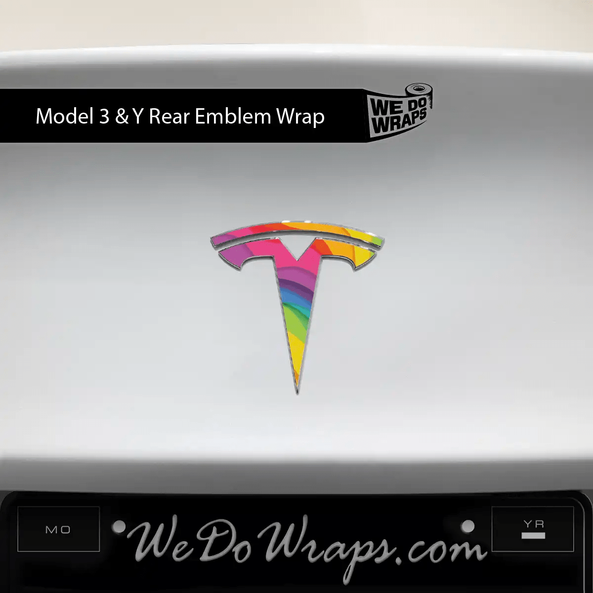 Layered Rainbow Tesla Emblem Decals (Front + Back) | Model Y - Tesla Emblems