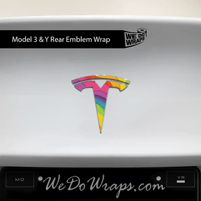Layered Rainbow Tesla Emblem Decals (Front + Back) | Model Y - Tesla Emblems