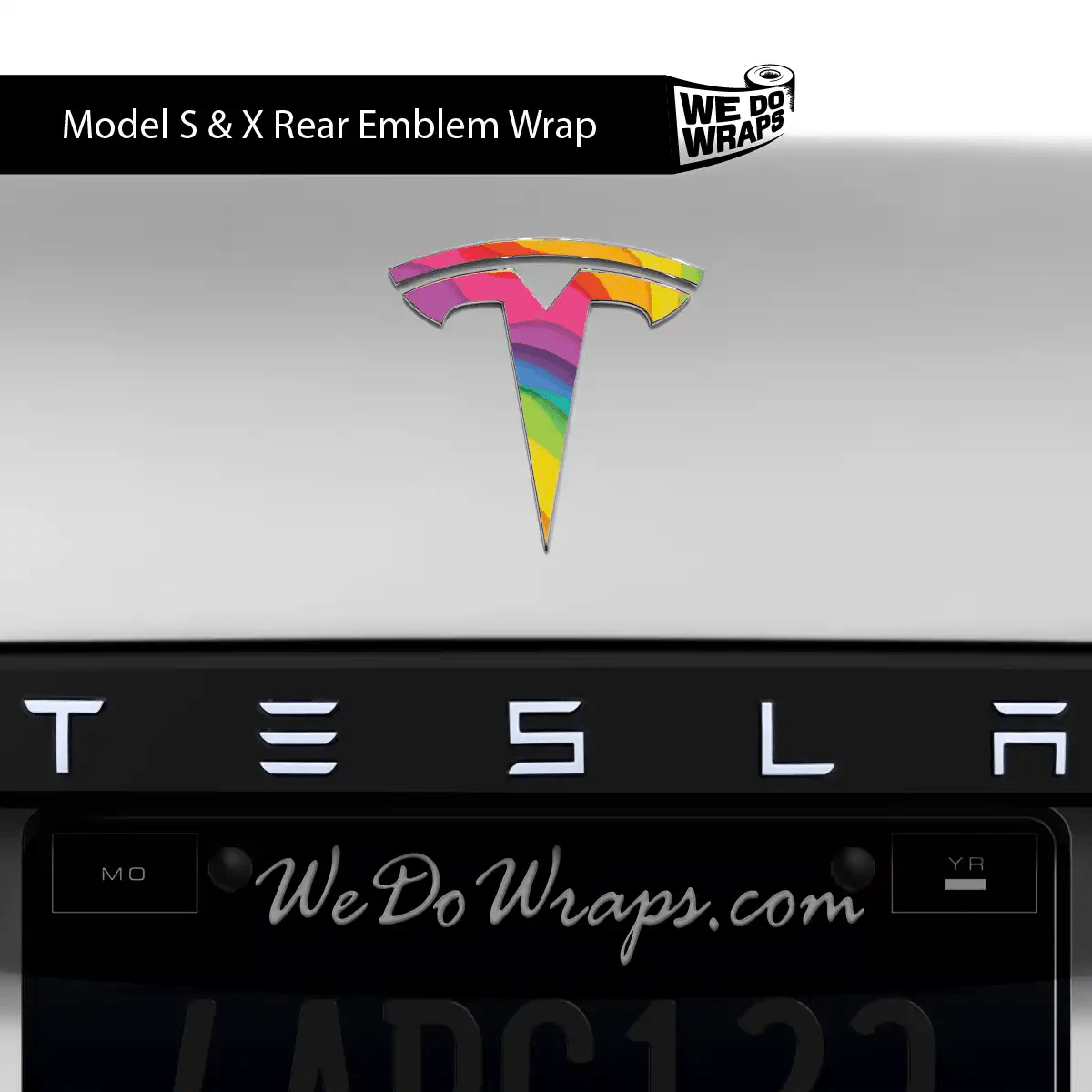 Layered Rainbow Tesla Emblem Decals (Front + Back) | Model X - Tesla Emblems