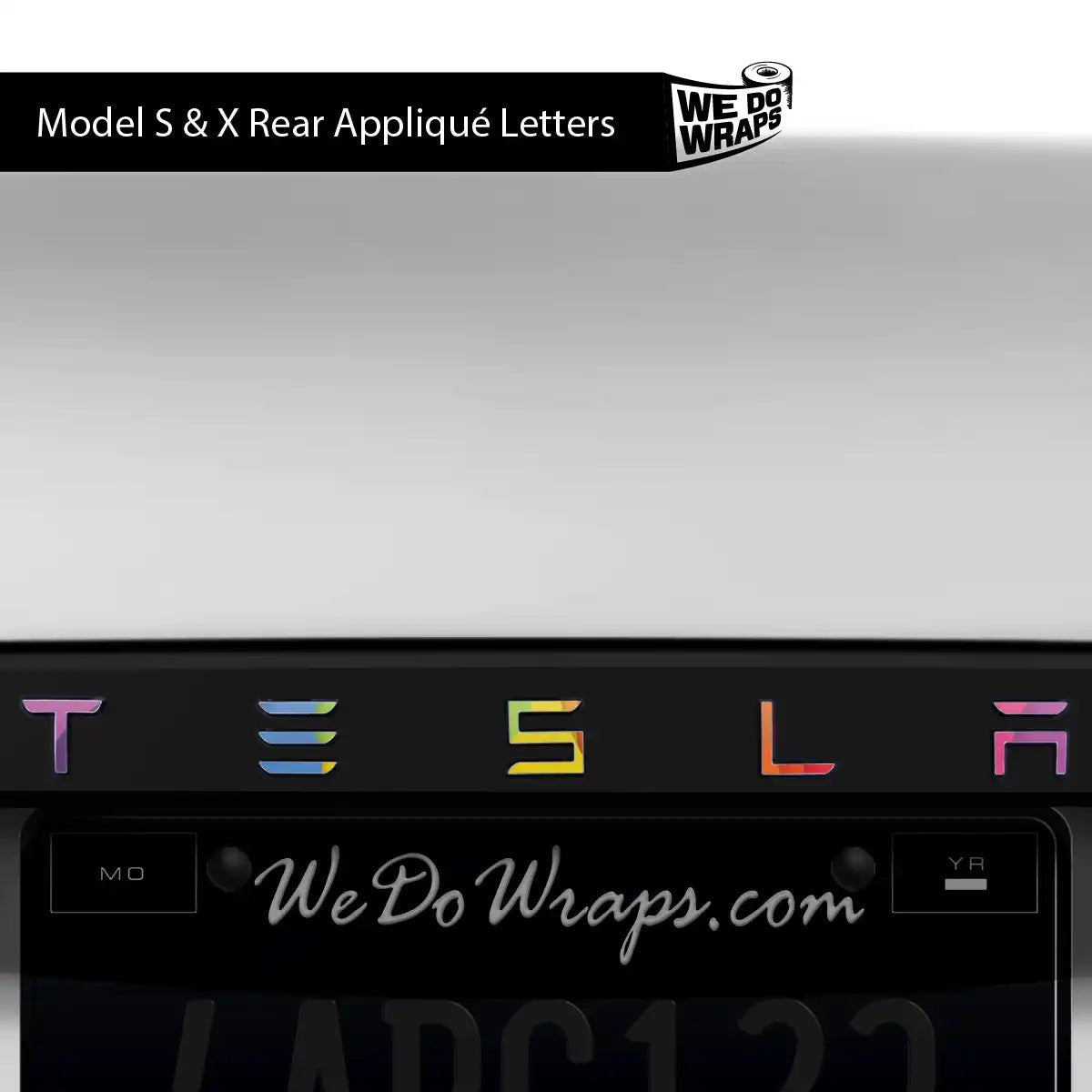 Layered Rainbow Tesla Emblem Decals (Front + Back) | Model X - Tesla Emblems