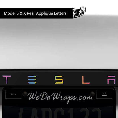 Layered Rainbow Tesla Emblem Decals (Front + Back) | Model X - Tesla Emblems
