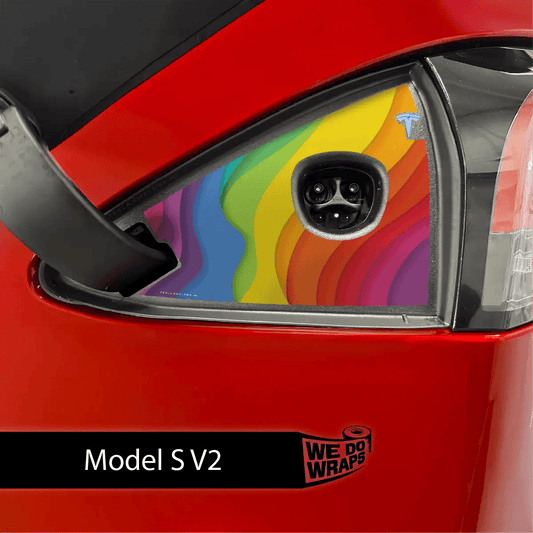 Layered Rainbow Tesla Charge Port Wrap | Model S - Tesla Emblems