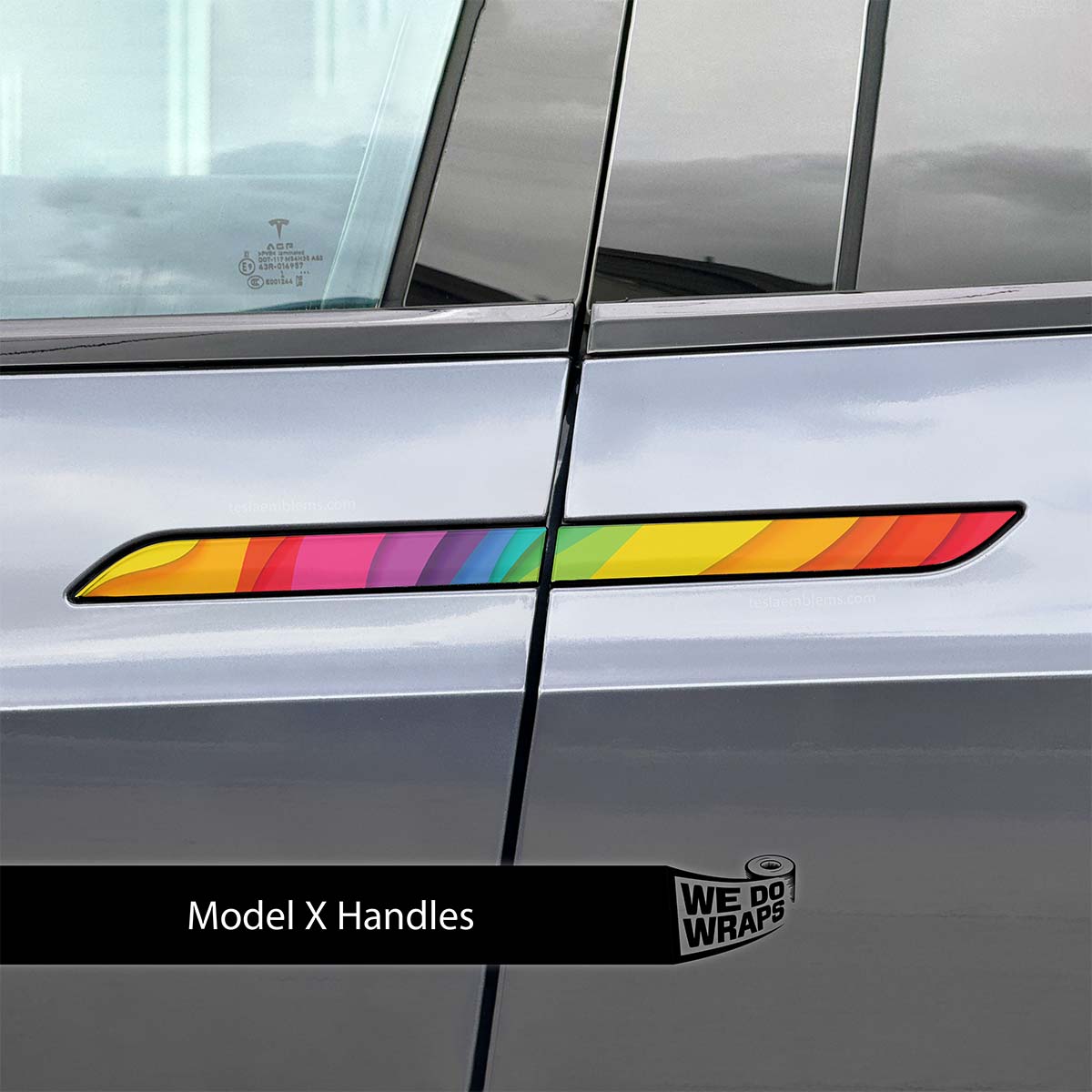 Layered Rainbow Tesla Door Handle Decals (4pcs)