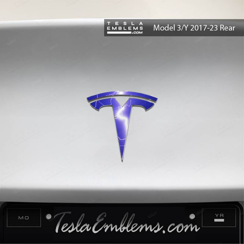 Lightning Tesla Emblem Decals (Front + Back) - Tesla Emblems