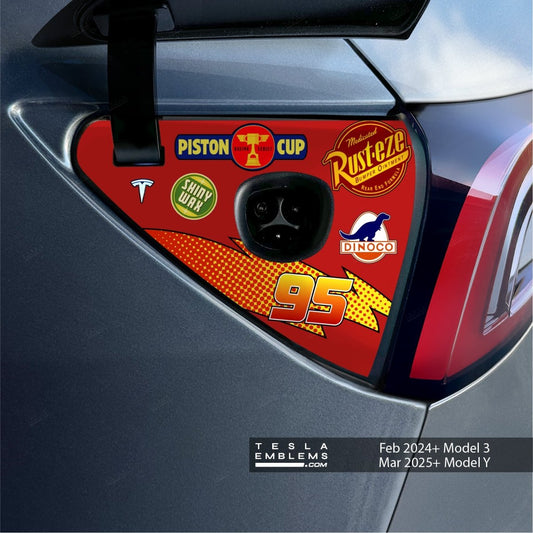 Lightning McQueen Tesla Charge Port Wrap | Model Y - Tesla Emblems