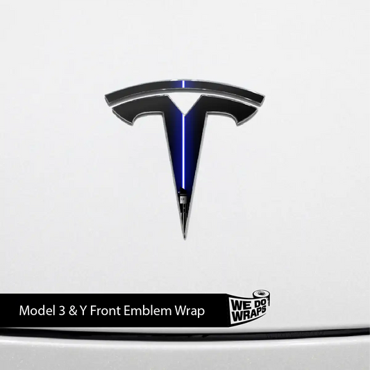 Blue Laser Sword Tesla Emblem Decals (Front + Back) | Model 3 - Tesla Emblems