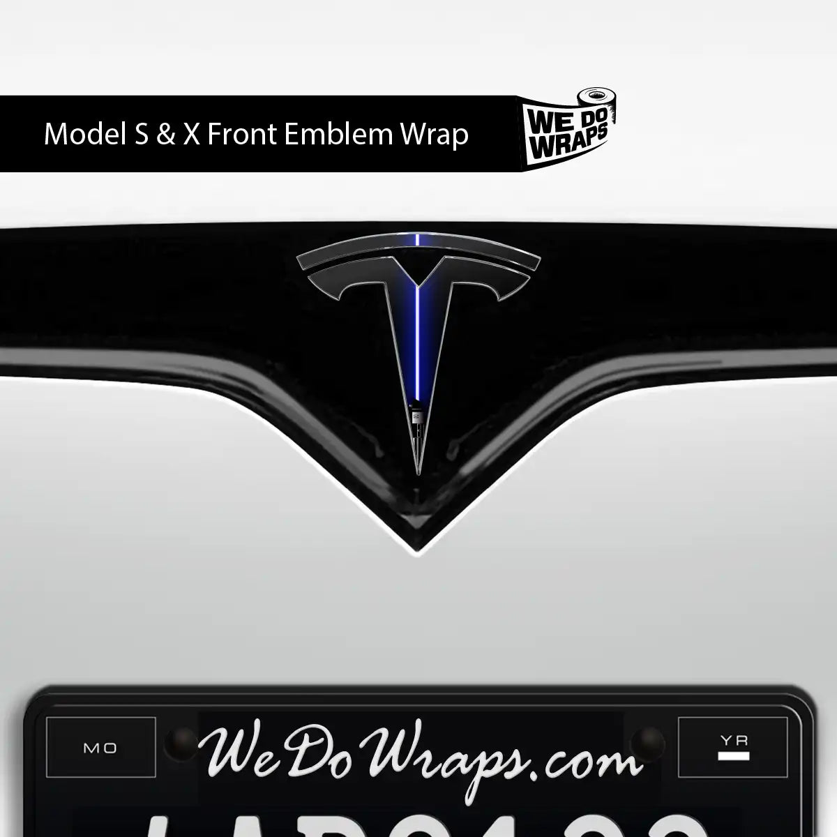 Blue Laser Sword Tesla Emblem Decals (Front + Back) | Model S - Tesla Emblems