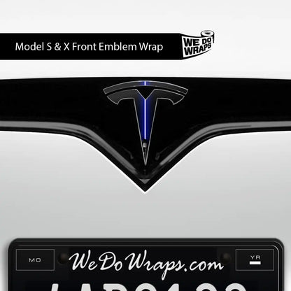 Blue Laser Sword Tesla Emblem Decals (Front + Back) | Model S - Tesla Emblems