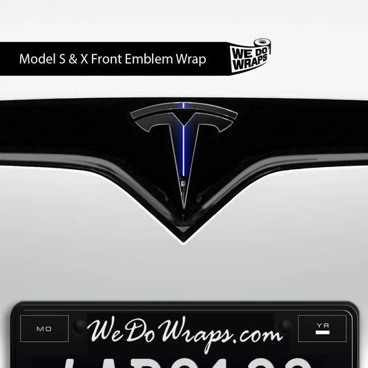 Blue Laser Sword Tesla Emblem Decals (Front + Back) | Model S - Tesla Emblems