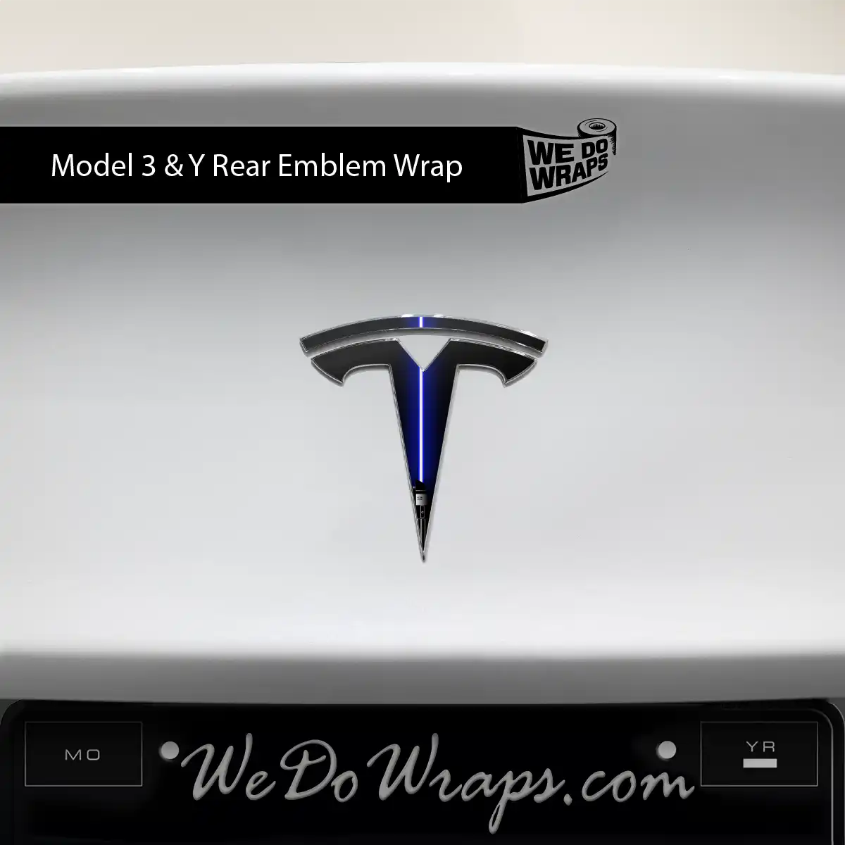 Blue Laser Sword Tesla Emblem Decals (Front + Back) | Model 3 - Tesla Emblems