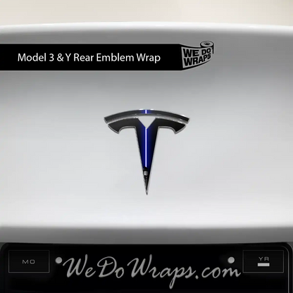 Blue Laser Sword Tesla Emblem Decals (Front + Back) | Model 3 - Tesla Emblems
