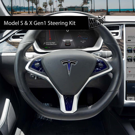 Blue Laser Sword Tesla Steering Wheel Wrap | Model S - Tesla Emblems