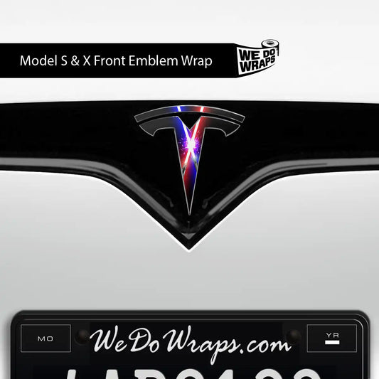 Laser Sword Clash Tesla Emblem Decals (Front + Back) | Model X - Tesla Emblems