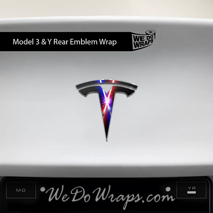 Laser Sword Clash Tesla Emblem Decals (Front + Back) | Model 3 - Tesla Emblems
