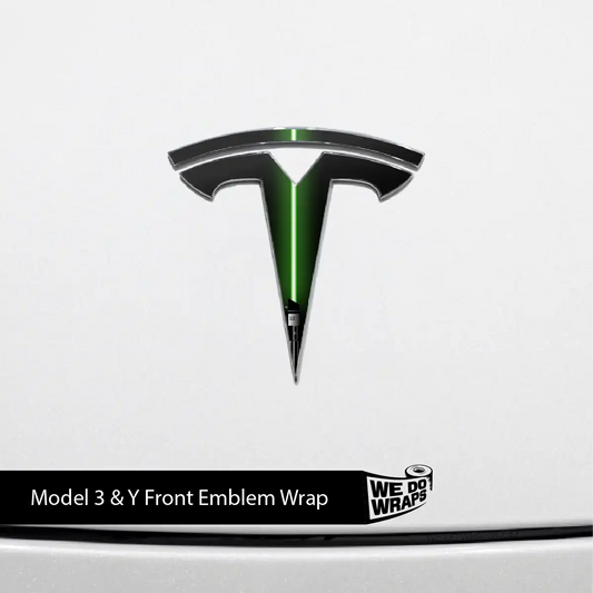 Green Laser Sword Tesla Emblem Decals (Front + Back) | Model 3 - Tesla Emblems