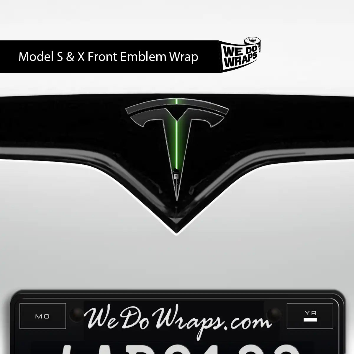 Green Laser Sword Tesla Emblem Decals (Front + Back) | Model S - Tesla Emblems