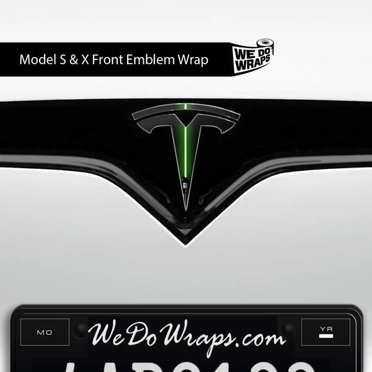 Green Laser Sword Tesla Emblem Decals (Front + Back) | Model S - Tesla Emblems