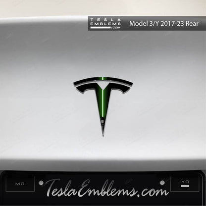 Green Lightsaber Tesla Emblem Decals (Front + Back) - Tesla Emblems