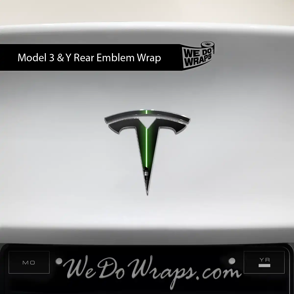 Green Laser Sword Tesla Emblem Decals (Front + Back) | Model 3 - Tesla Emblems