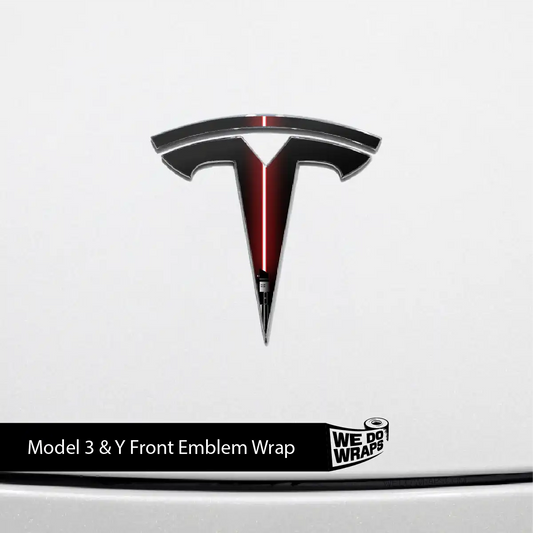Red Laser Sword Tesla Emblem Decals (Front + Back) | Model 3 - Tesla Emblems