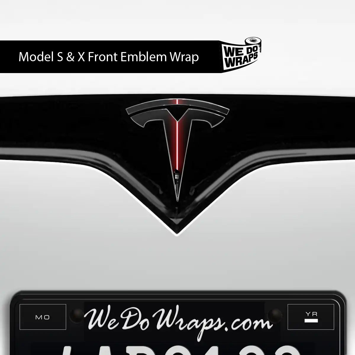 Red Laser Sword Tesla Emblem Decals (Front + Back) | Model S - Tesla Emblems