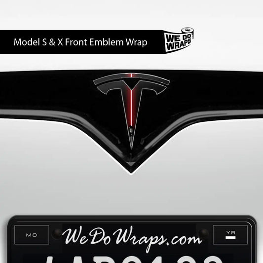 Red Laser Sword Tesla Emblem Decals (Front + Back) | Model S - Tesla Emblems