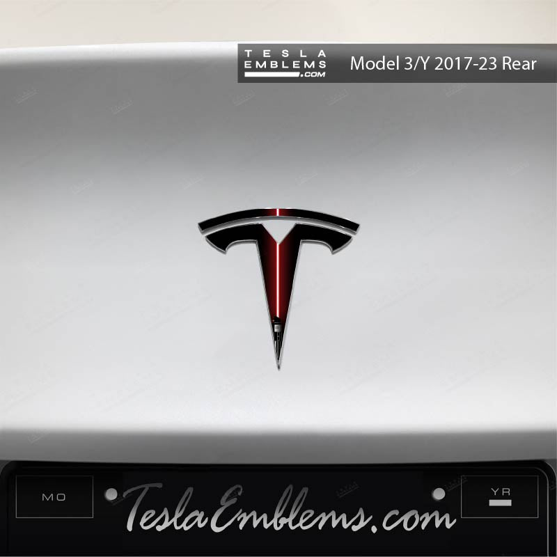 Red Lightsaber Tesla Emblem Decals (Front + Back) - Tesla Emblems