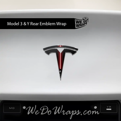 Red Laser Sword Tesla Emblem Decals (Front + Back) | Model 3 - Tesla Emblems