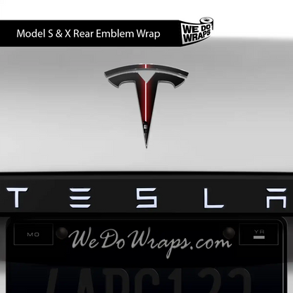 Red Laser Sword Tesla Emblem Decals (Front + Back) | Model S - Tesla Emblems