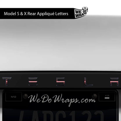 Red Laser Sword Tesla Emblem Decals (Front + Back) | Model X - Tesla Emblems