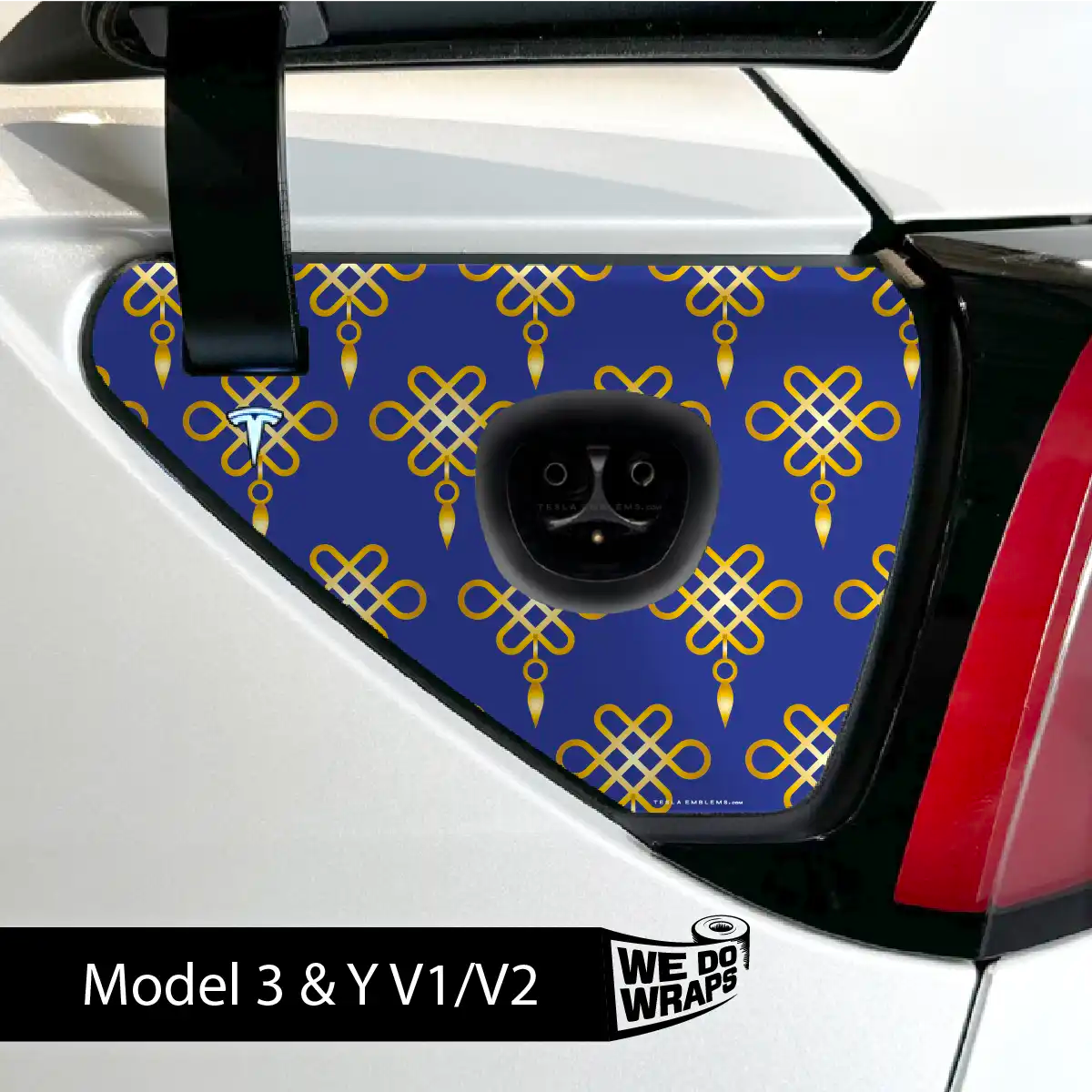 Lucky Knot Tesla Charge Port Wrap | Model 3 - Tesla Emblems