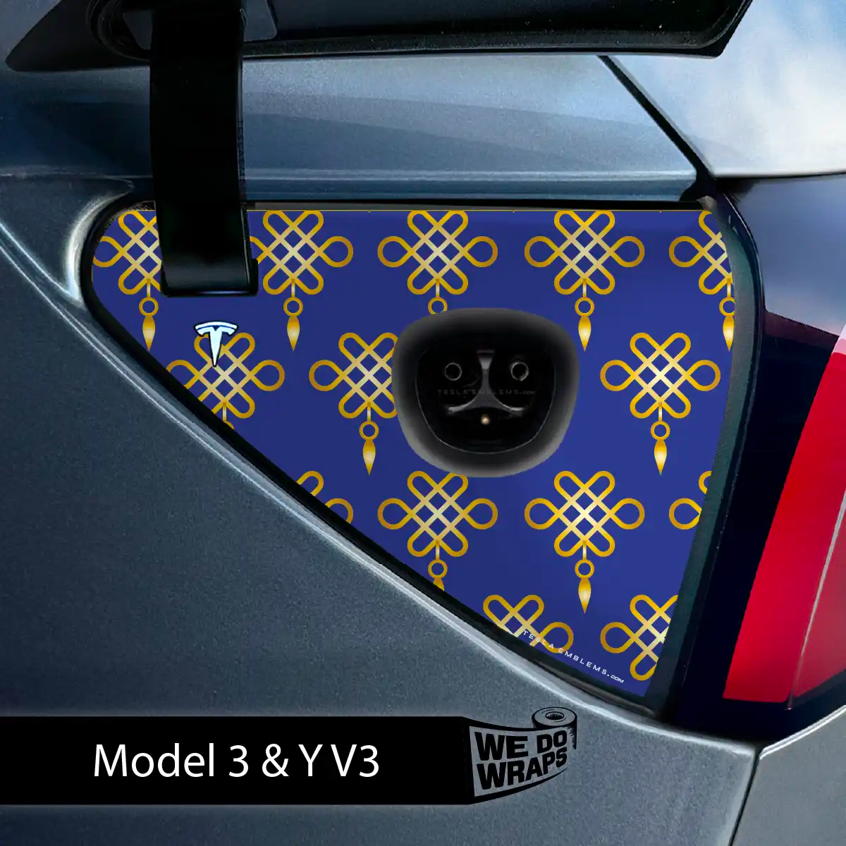 Lucky Knot Tesla Charge Port Wrap | Model 3 - Tesla Emblems