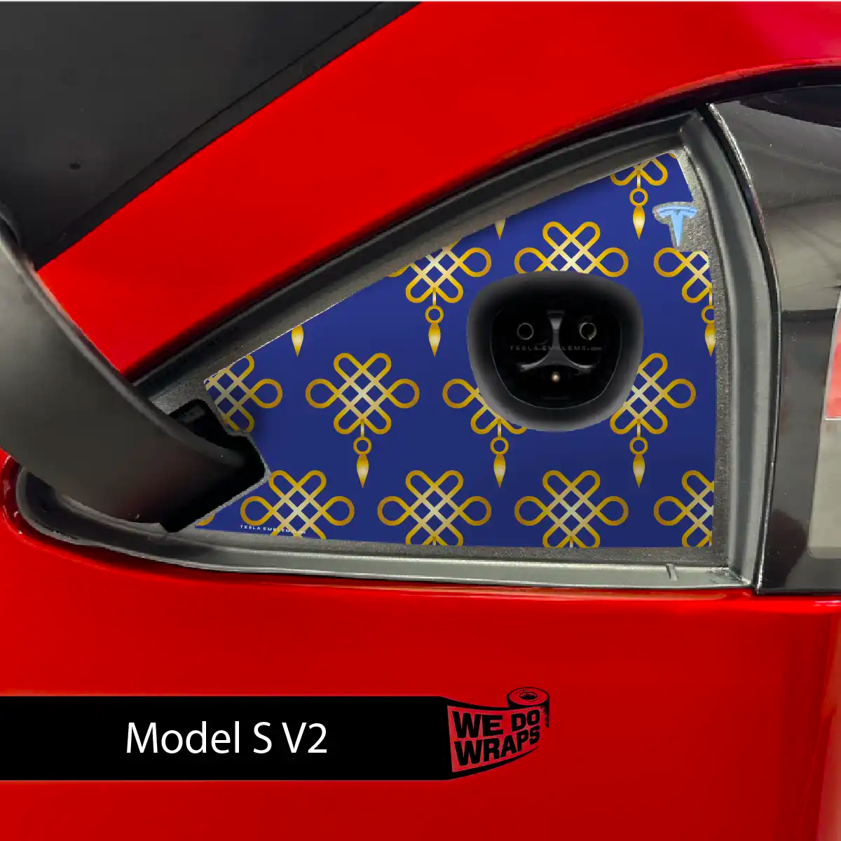 Lucky Knot Tesla Charge Port Wrap | Model S - Tesla Emblems