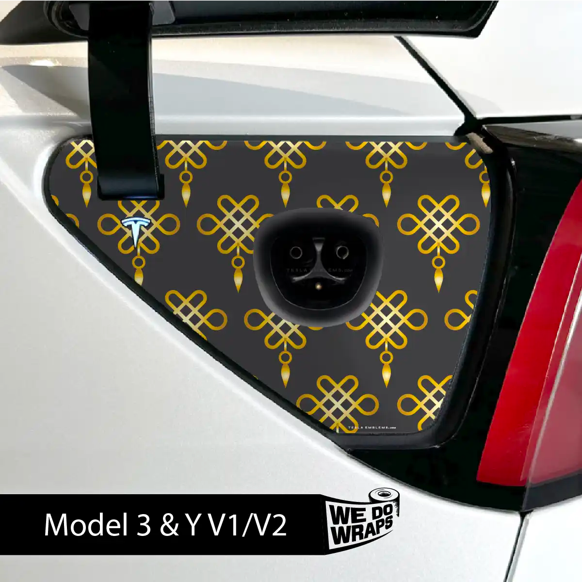 Lucky Knot Tesla Charge Port Wrap | Model 3 - Tesla Emblems