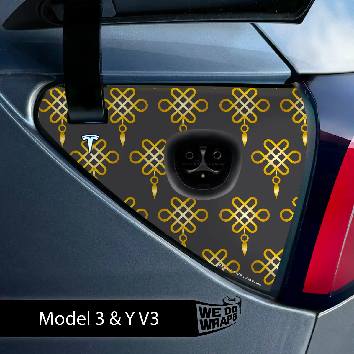 Lucky Knot Tesla Charge Port Wrap | Model 3 - Tesla Emblems